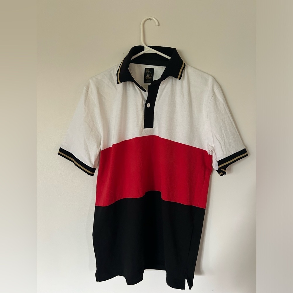 OVO October’s Very Own Red Blue White Polo Size Medium